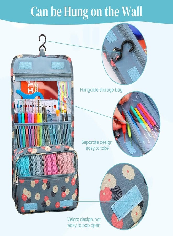 MGNLR مجموعة MGNLR للكروشيه مكونة من 130 قطعة للمبتدئين والبالغين، تتضمن مجموعة خيوط، وأدوات يدوية، ومجموعة إبرة وخطاف، ومجموعة لصنع الزهور والتطريز والحرف اليدوية، بالإضافة إلى حقيبة أدوات، وهي من الإكسسوارات المنزلية الأساسية. - Image 3